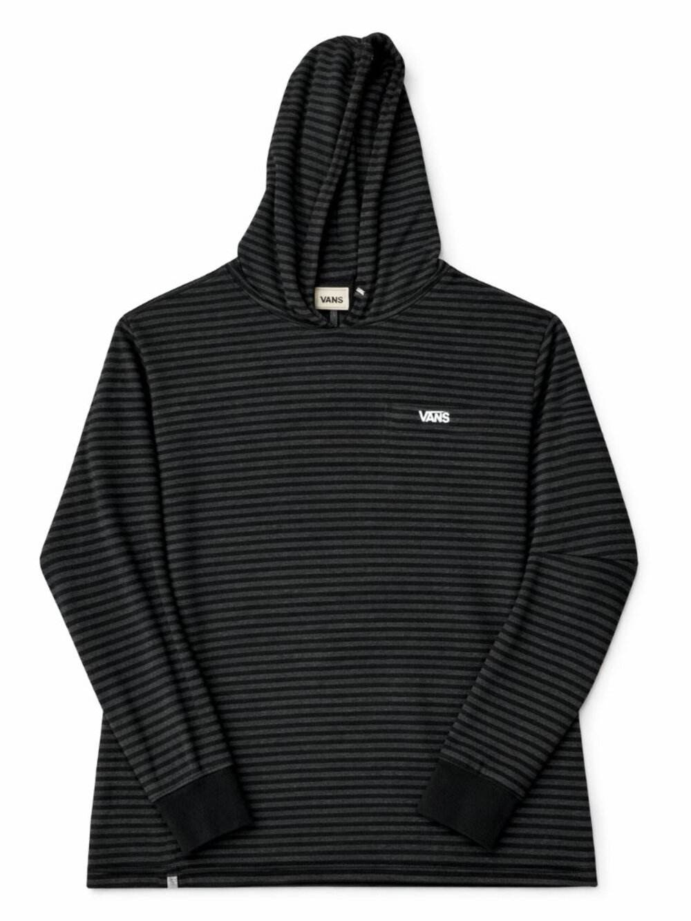 Vans Pullover Black Gray White Striped Long Sleeve Hoodie T-shirt Medium